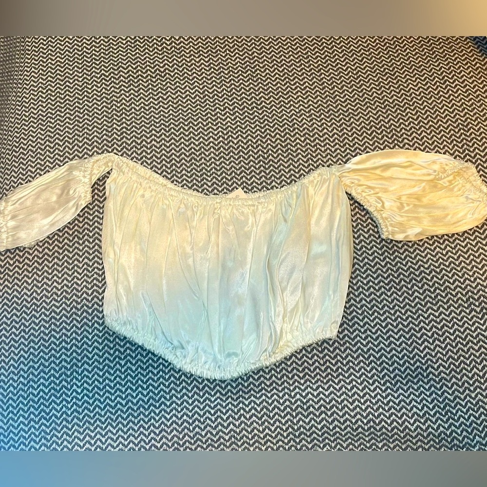 Zara satin white crop top